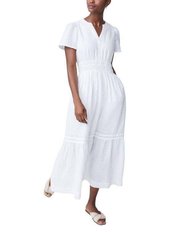 linen tie front mini dress Kawase Tie Side Mini Dress in Linen White